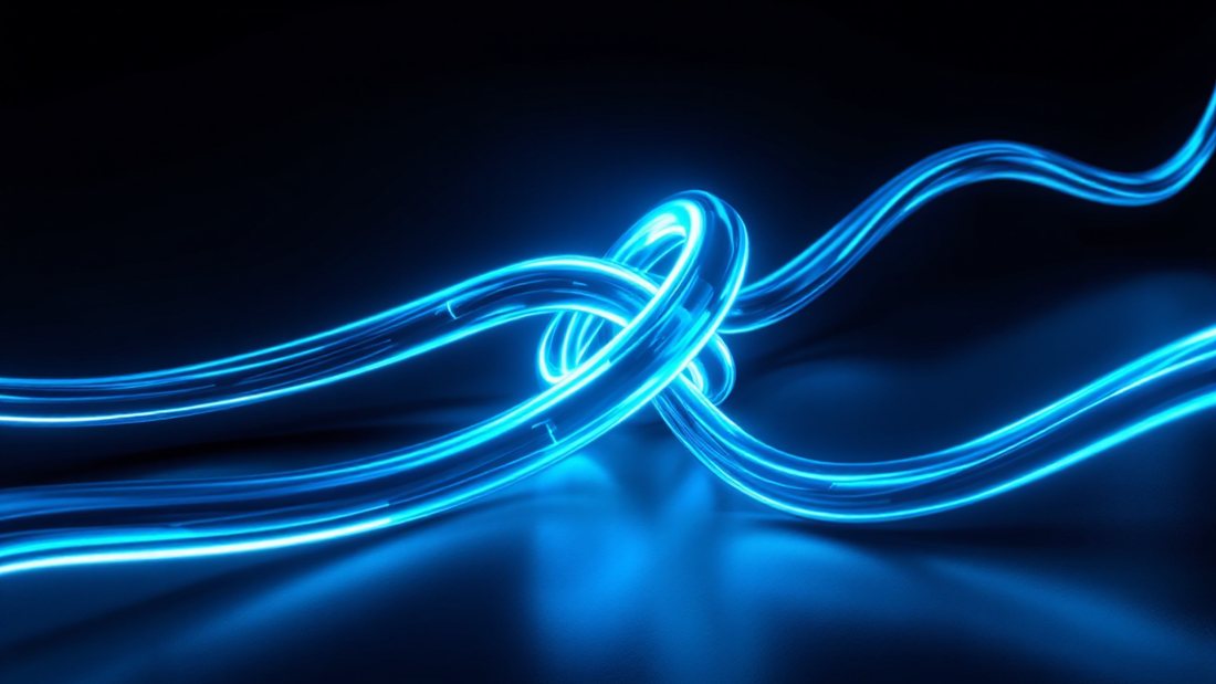 Fünf Kabel laufen in einen Knotenpunkt zusammen, aus dem ein einziges dickes Kabel herausführt.