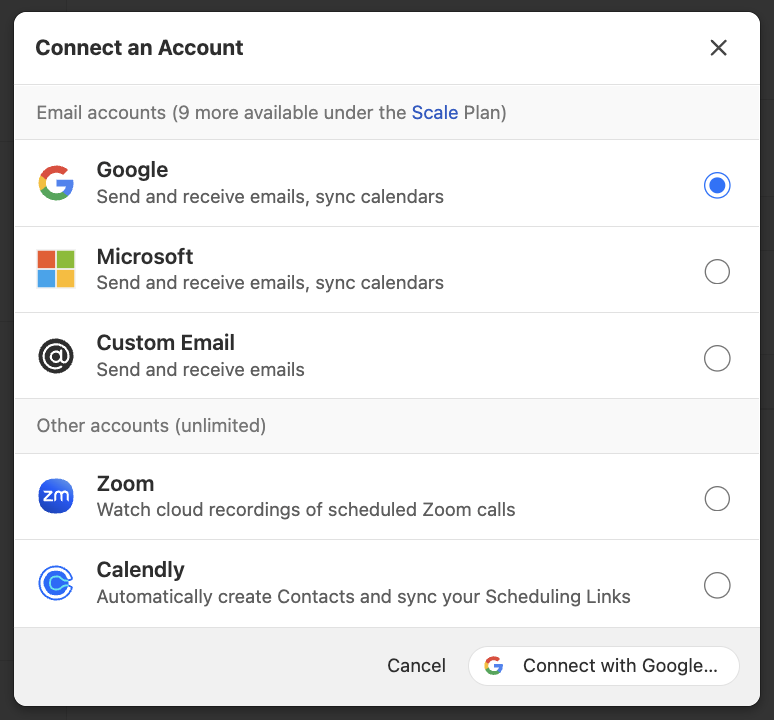 Close: Settings → Accounts & Apps — Konto hinzufügen