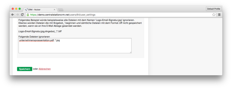 CentralStationCRM „Meine Einstellungen