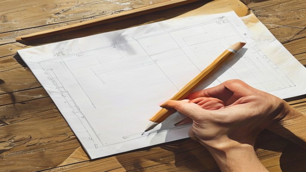 Eine klare Skizze und ein Stift auf Papier
