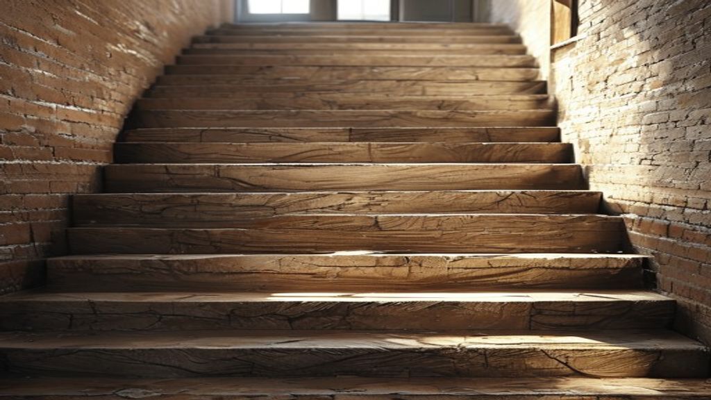 Eine Treppe, die Stufe fuer Stufe gebaut wird