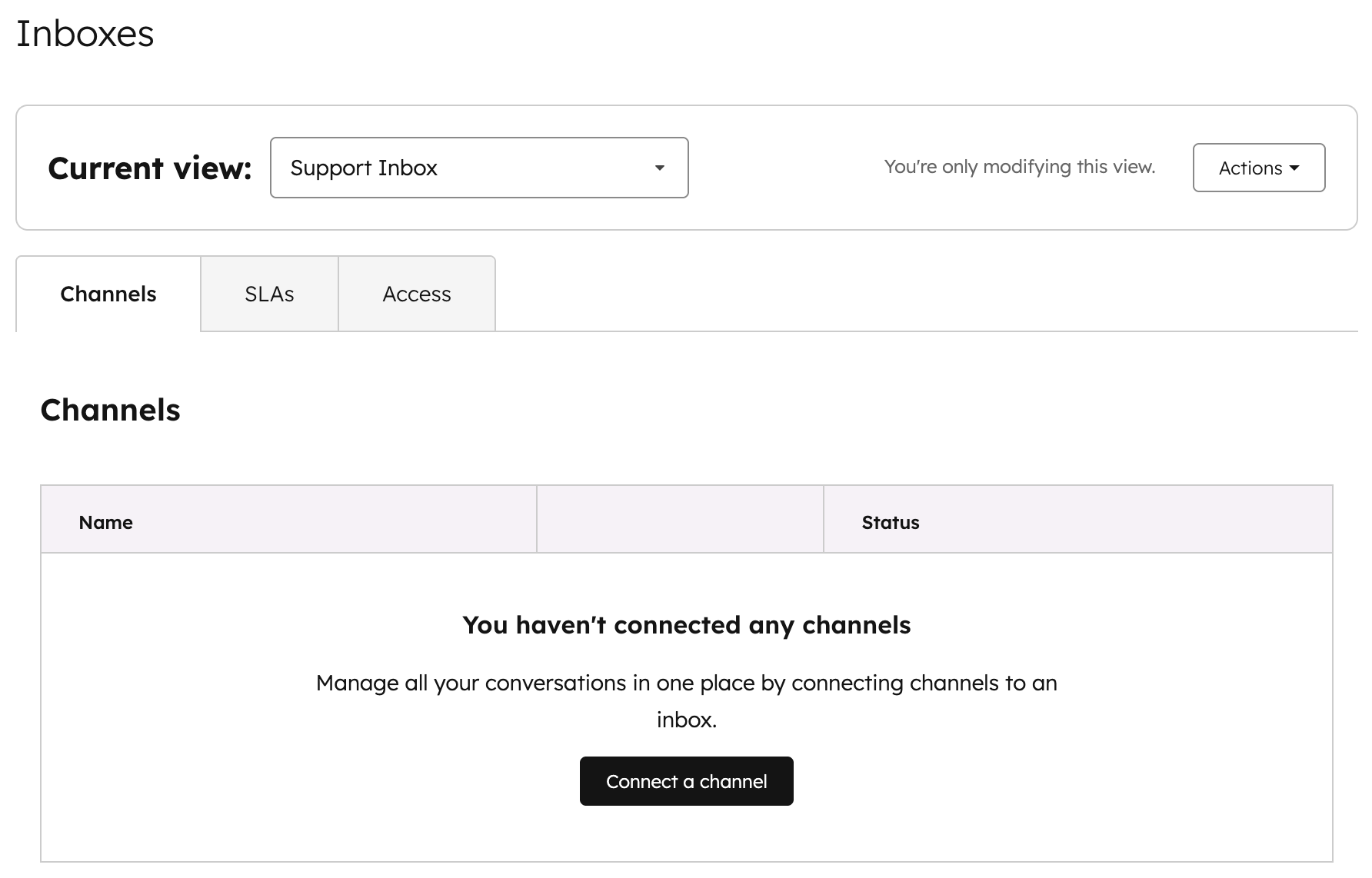 HubSpot: Team-E-Mail als Channel in den Inbox-Einstellungen verbinden