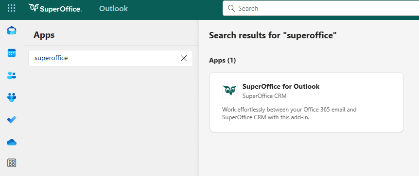 Outlook: Apps-Suche nach „superoffice