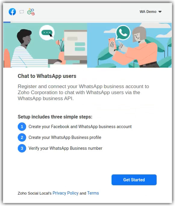 Meta-Fenster „Chat to WhatsApp users